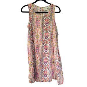 Rachel Zoe Multicolor Aztec Print Sleeveless Linen Dress Size Medium NWT